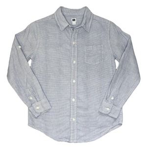 Janie and Jack Striped Linen Blend Roll-Tab Sleeve Button Front Shirt Size 7